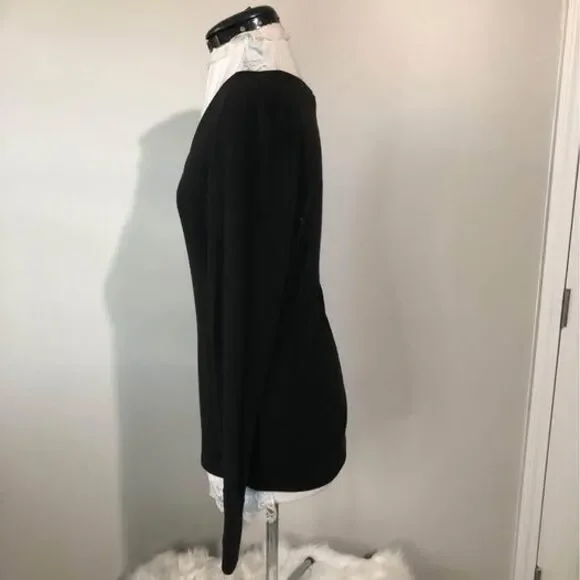 Blouse Large (12-14) Faded Glory Long Sleeve Black C5286 - Picture 3 of 5